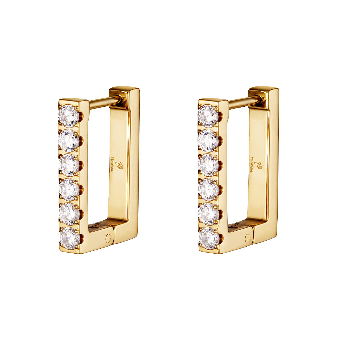 Diamond Rectangle Earrings - Gold