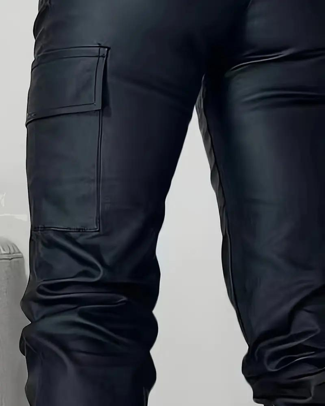 LISA - Cargo Leather Pants  - Black